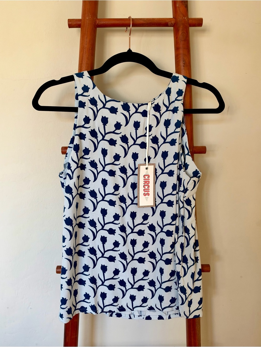 Blue Floral Print Tank (NWT, UK 8)